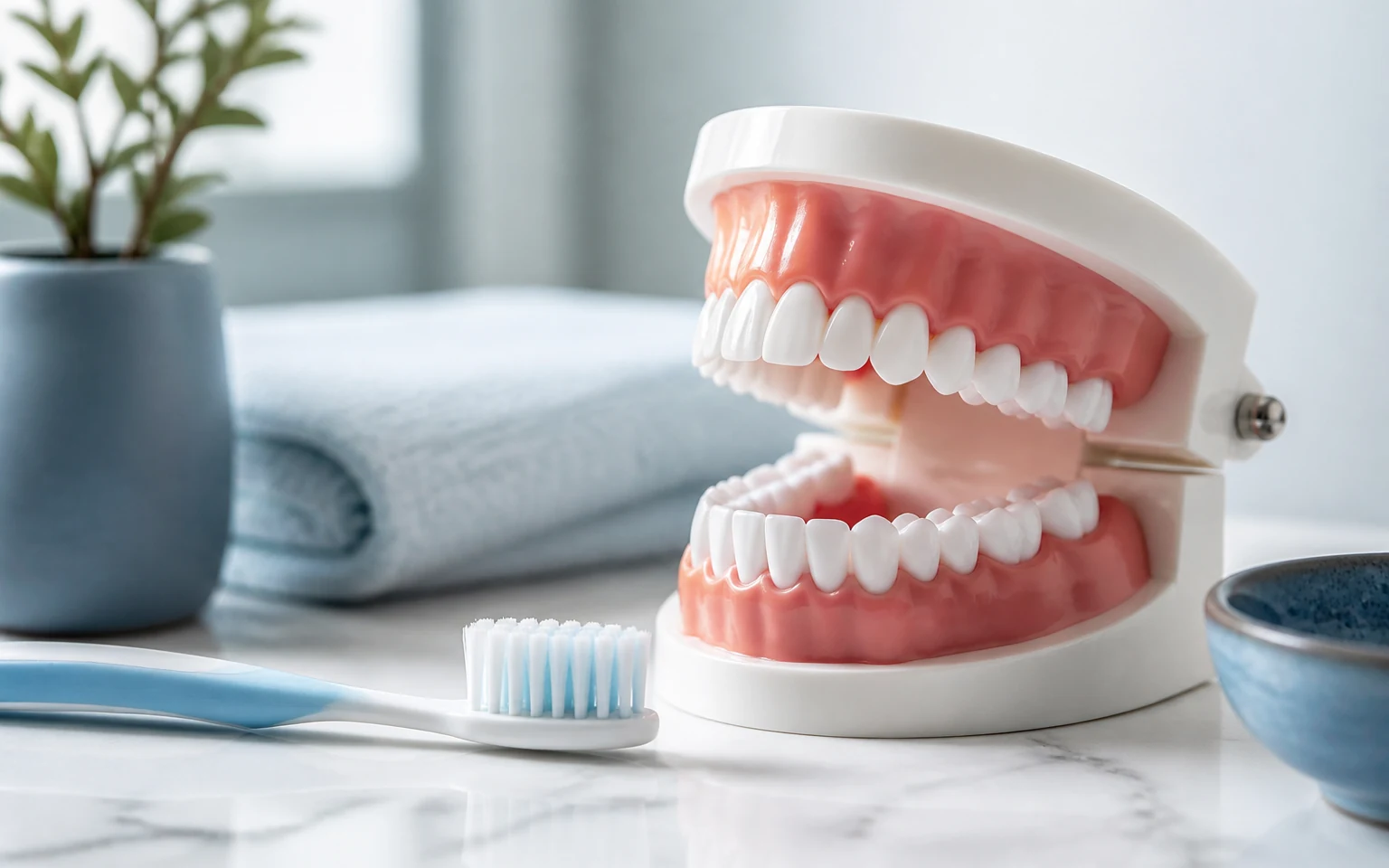 Neutrale Dentalmaterialien in heller Komposition